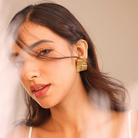 Geometric square studs