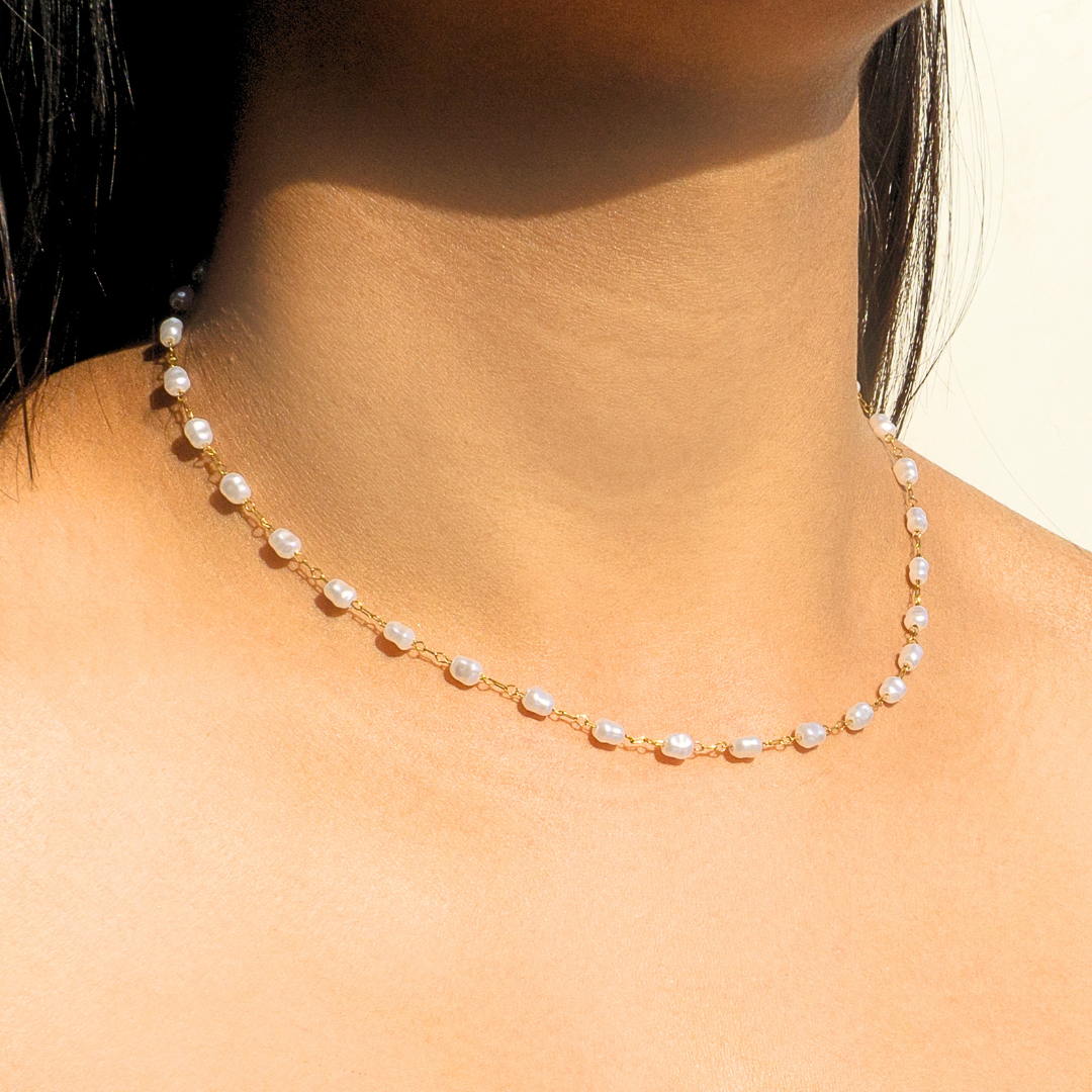 Mini Beaded Pearl Necklace