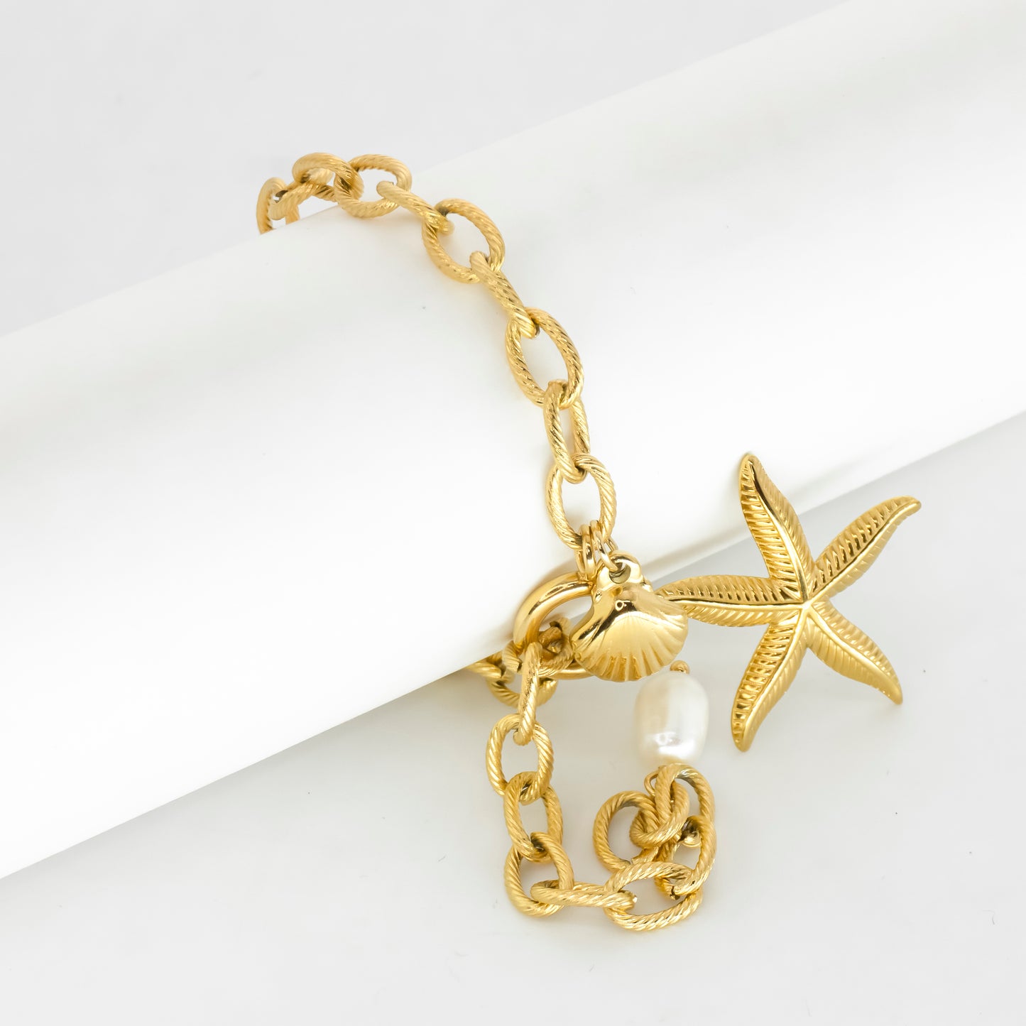 Gold Plated Starfish Charm Bracelet