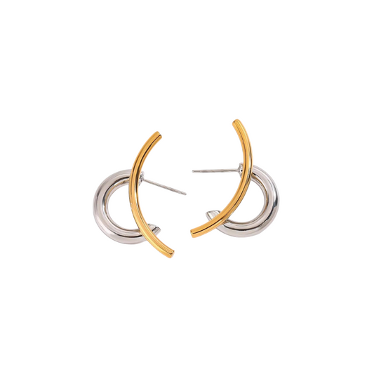 Two-toned Half Moon Earrings