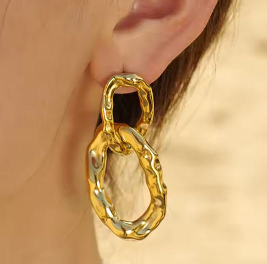 Gold plated oval link earrings
