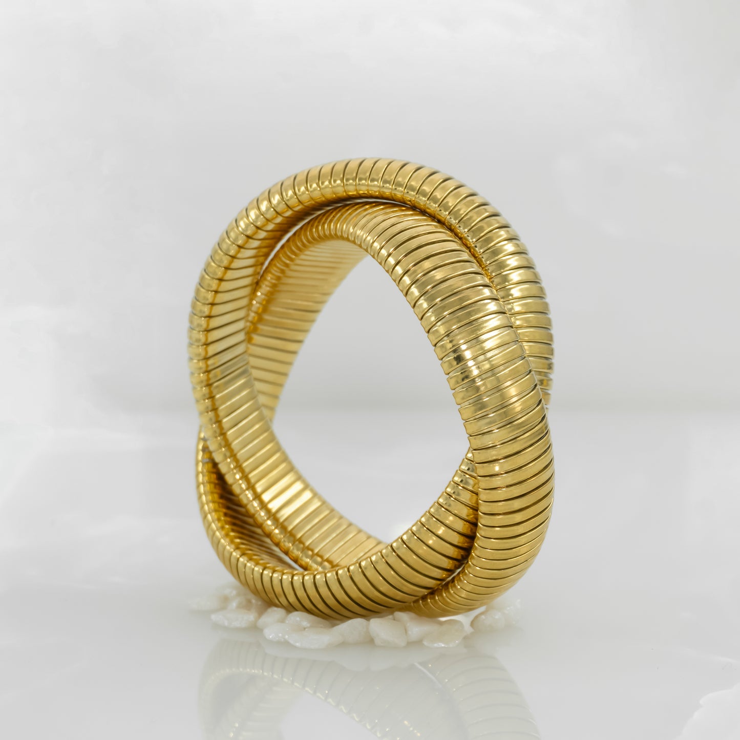 Gold Plated Double Band Chunky Bracelet