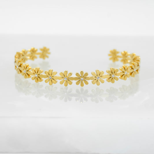 Golden Daisy Flower Bangle