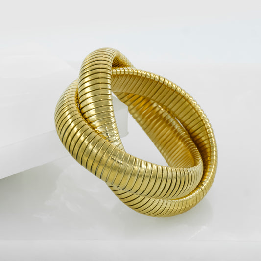 Gold Plated Double Band Chunky Bracelet