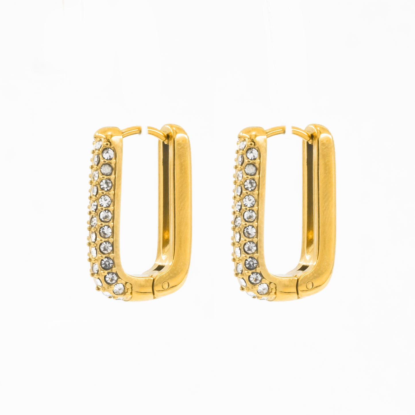 Gold Plated Crystal Rectangular Hoops