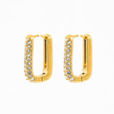 Gold Plated Crystal Rectangular Hoops
