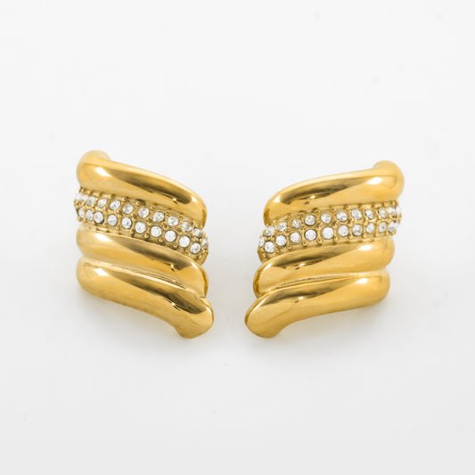 Gold Plated Ripple Bling Earrings