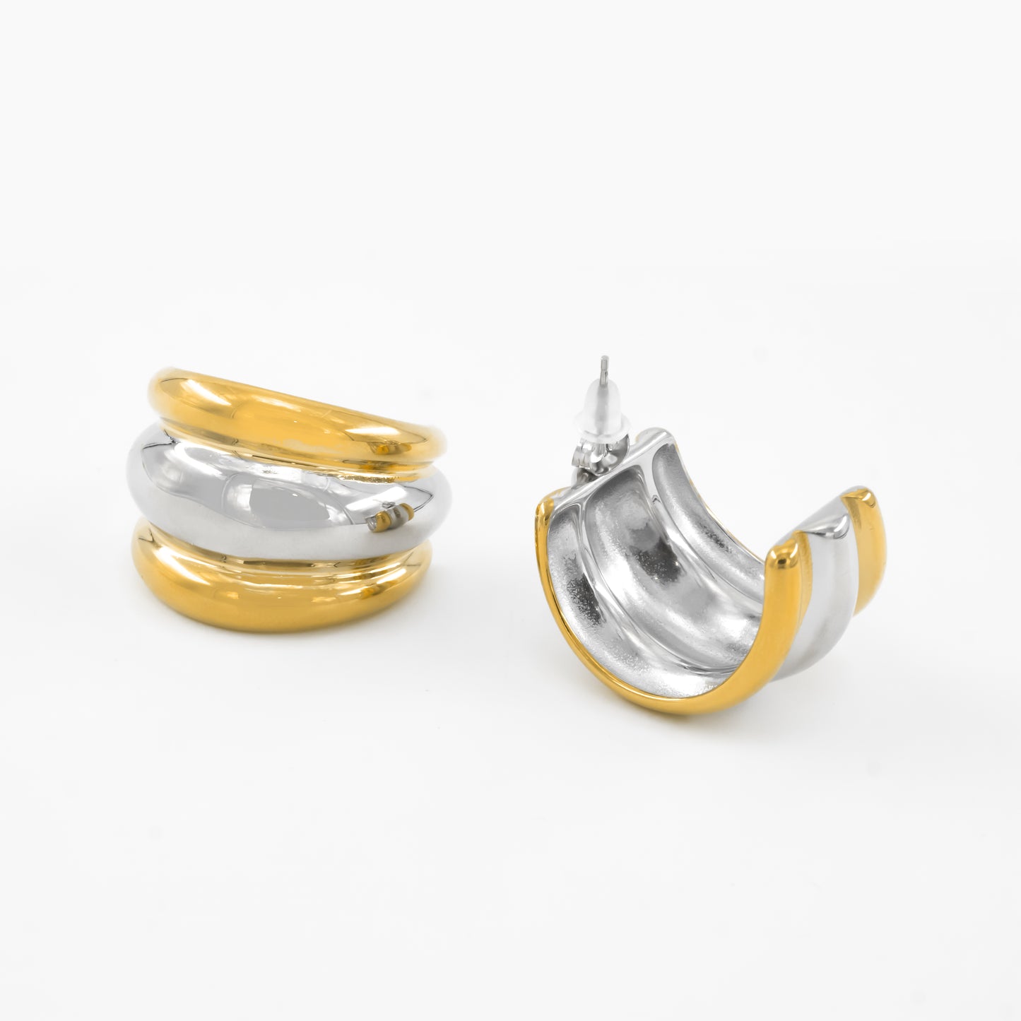 Gold Silver Mix Chunky Earrings