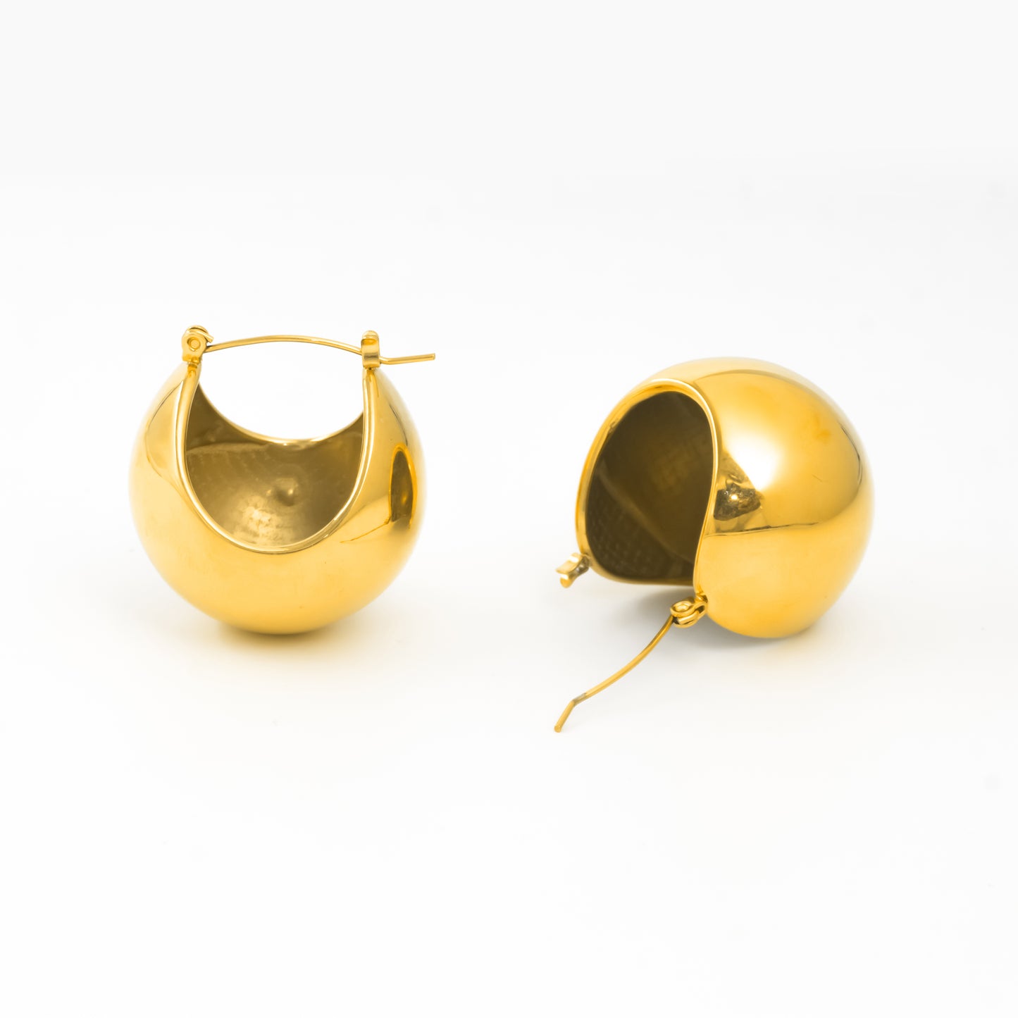 Gold Plated Chunky Mirror Ball Hoops