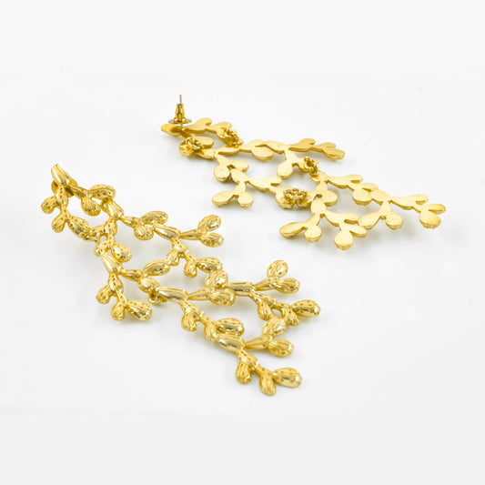 Gold Plated Leafy Long Danglers