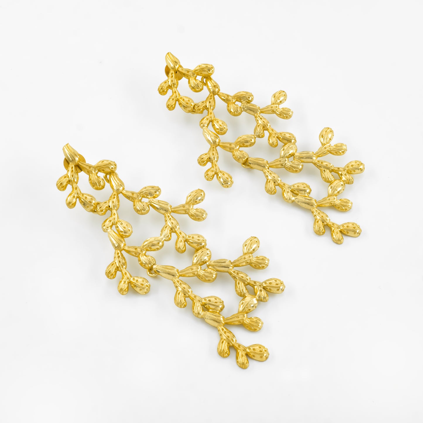 Gold Plated Leafy Long Danglers