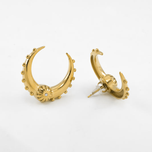Gold Plated Crescent Earrings