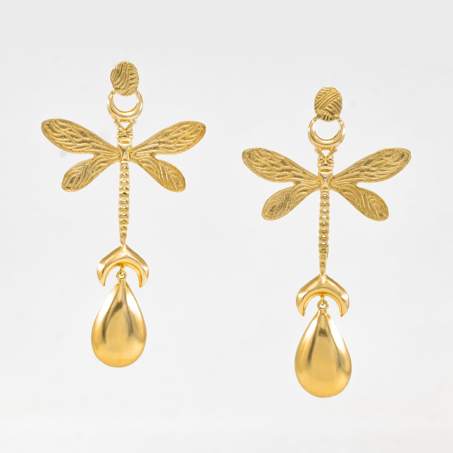 Gold Plated Dragon Fly Earrings