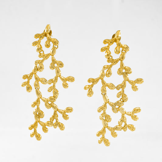 Gold Plated Leafy Long Danglers