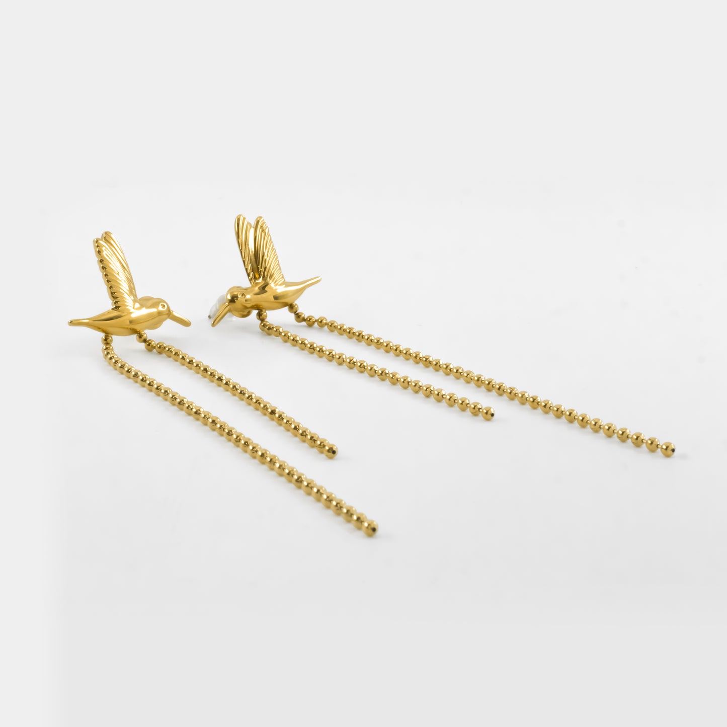 Gold Plated Bird Tassel Earrings