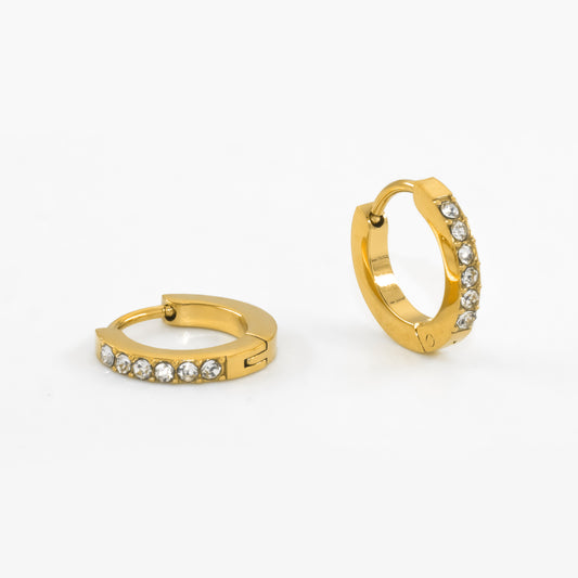 Gold Plated Rhinestone Huggies