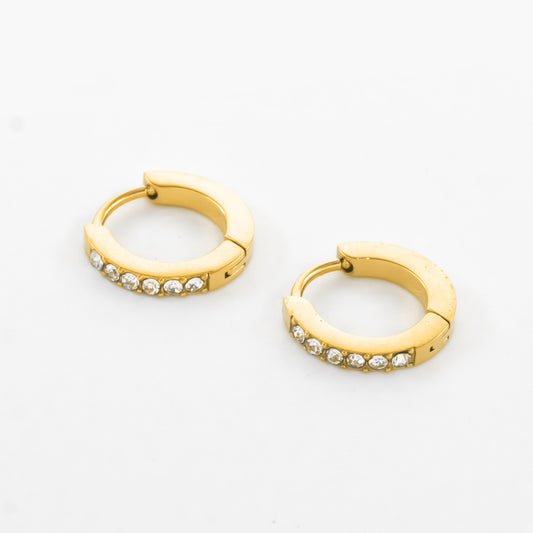 Gold Plated Rhinestone Huggies