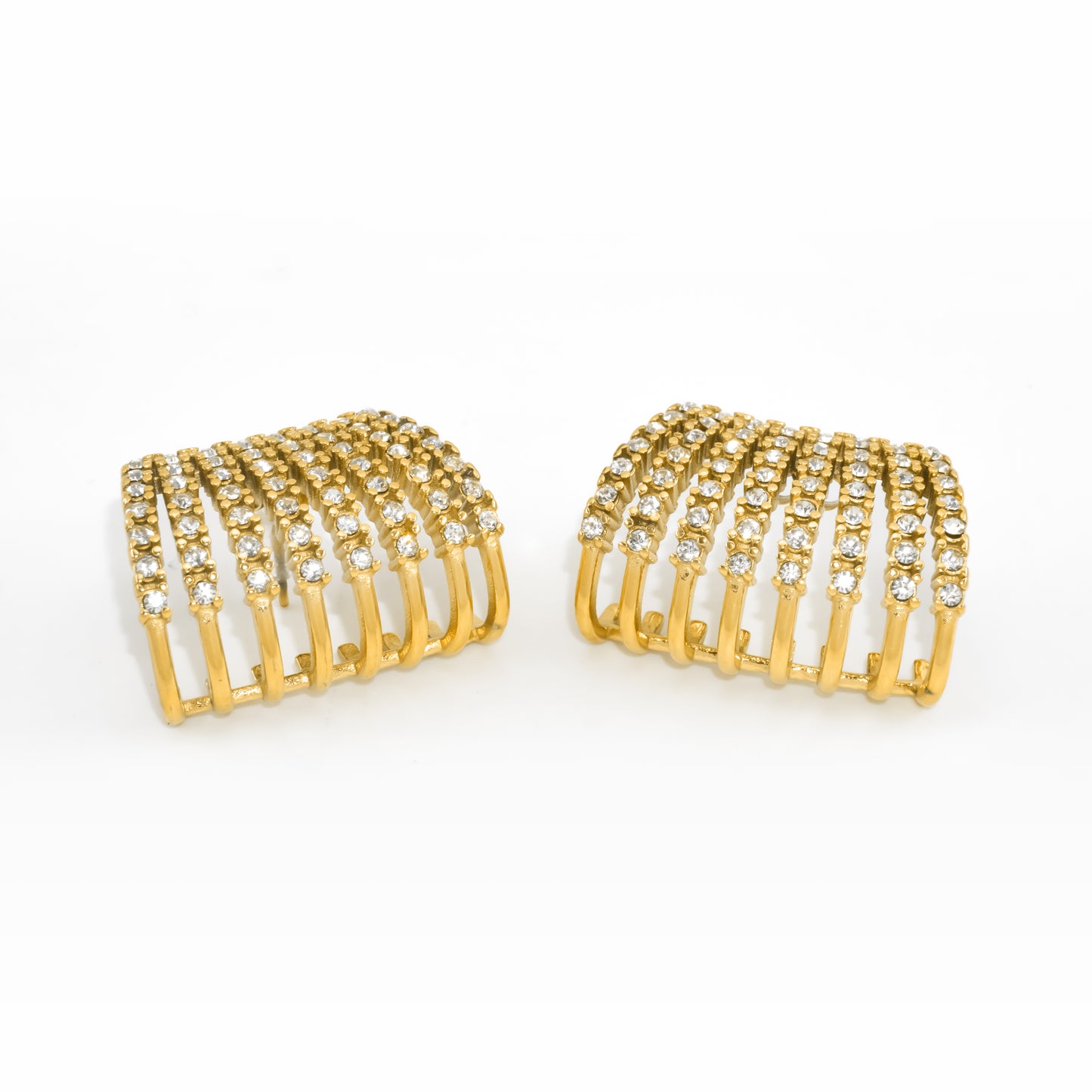 Gold Plated Zircon Stud Earrings