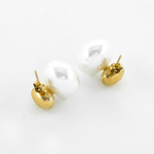 Gold Plated Modern Baroque Pearl Earrings