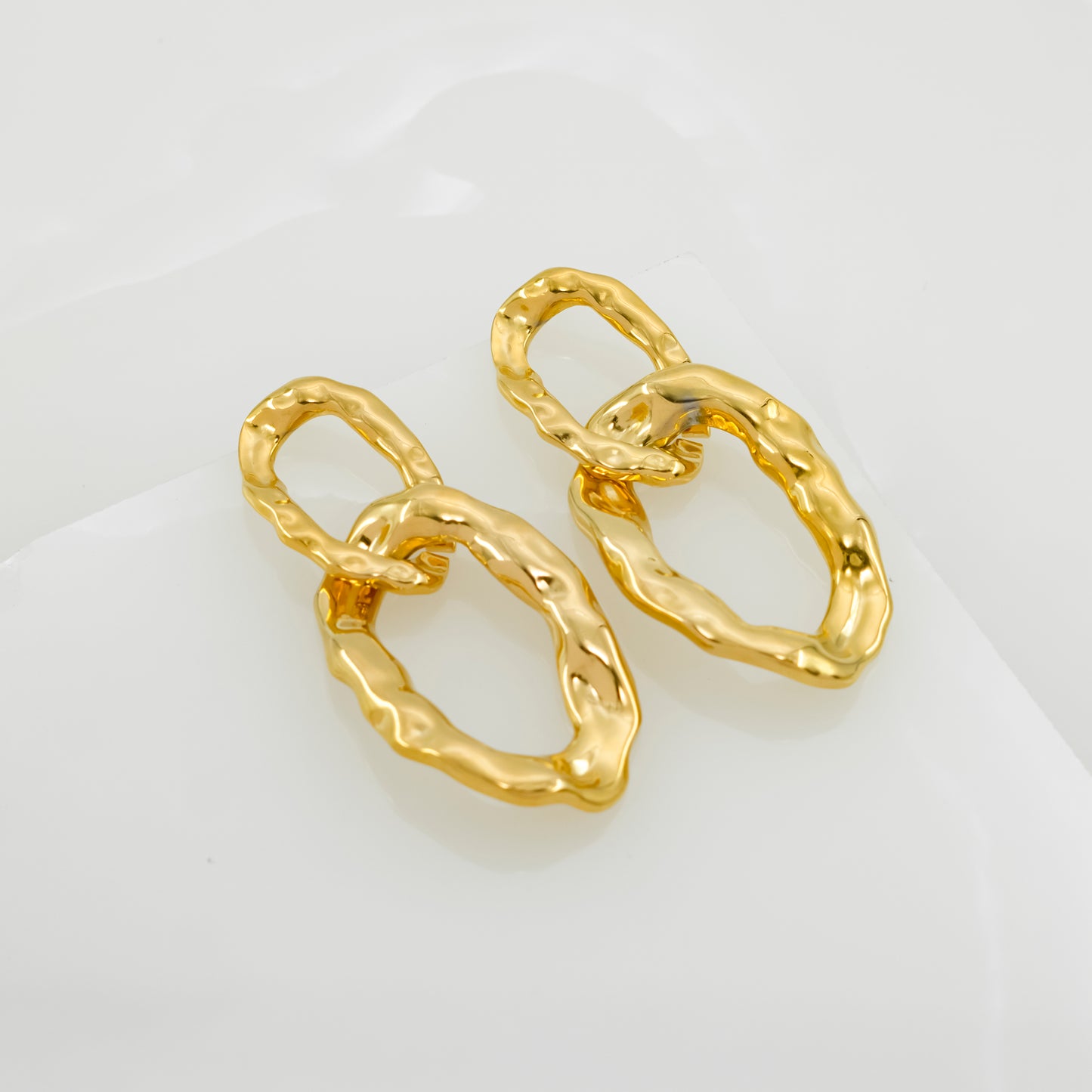 Gold plated oval link earrings