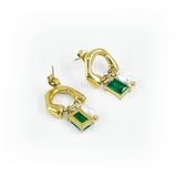 Freshwater Pearl Green Zirconia Earrings