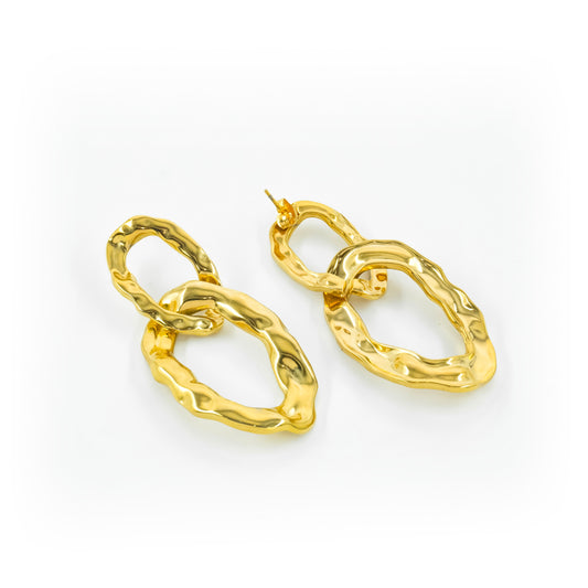 Gold plated oval link earrings