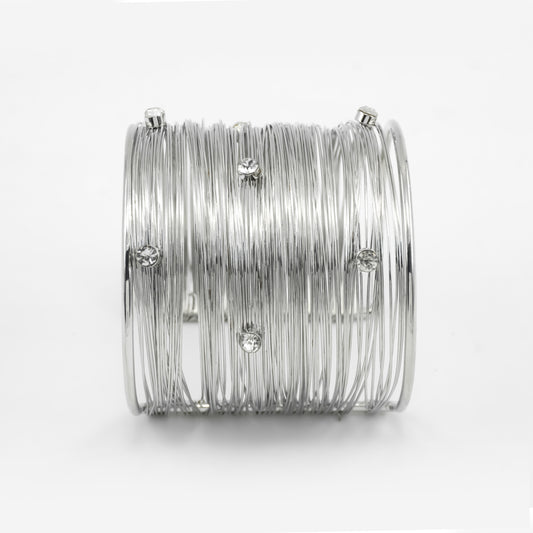 Chunky Silver Wired Studded Cuff