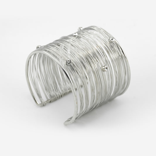 Chunky Silver Wired Studded Cuff