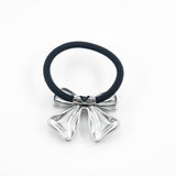 Silver bow hair tie