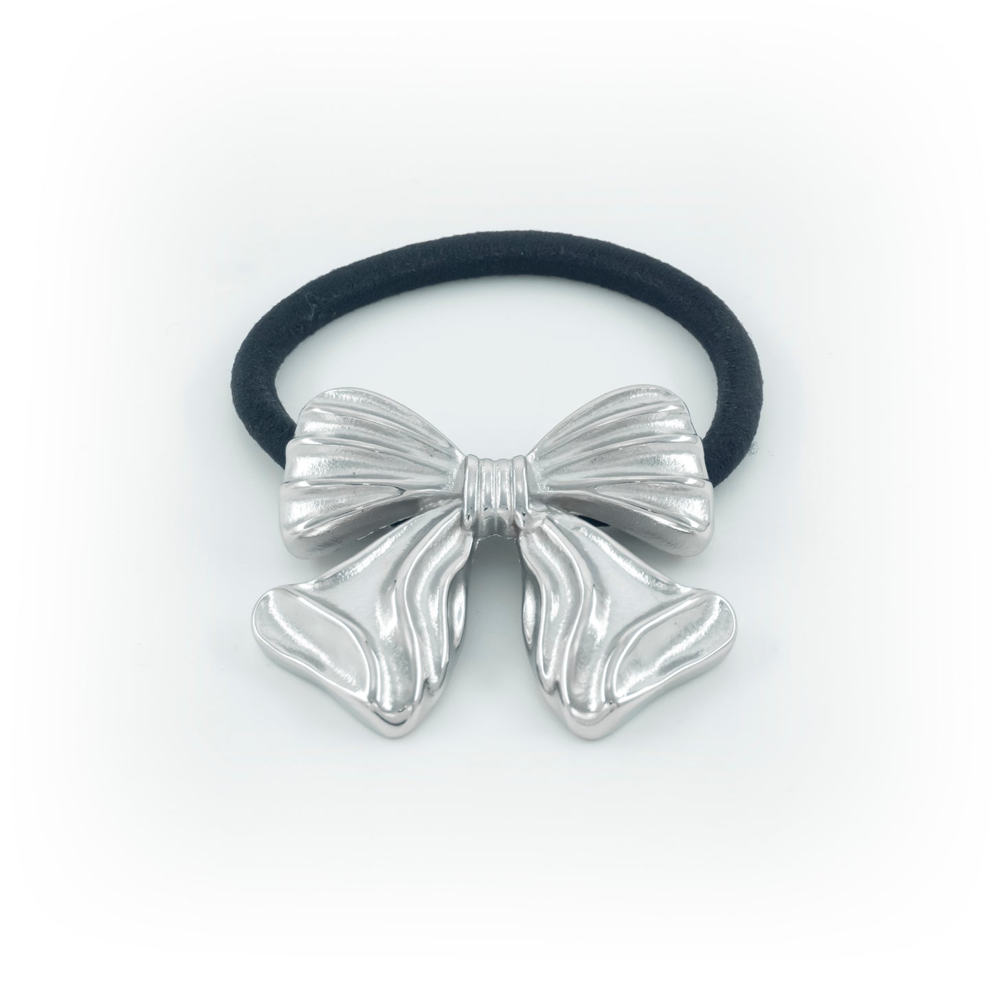Silver bow hair tie