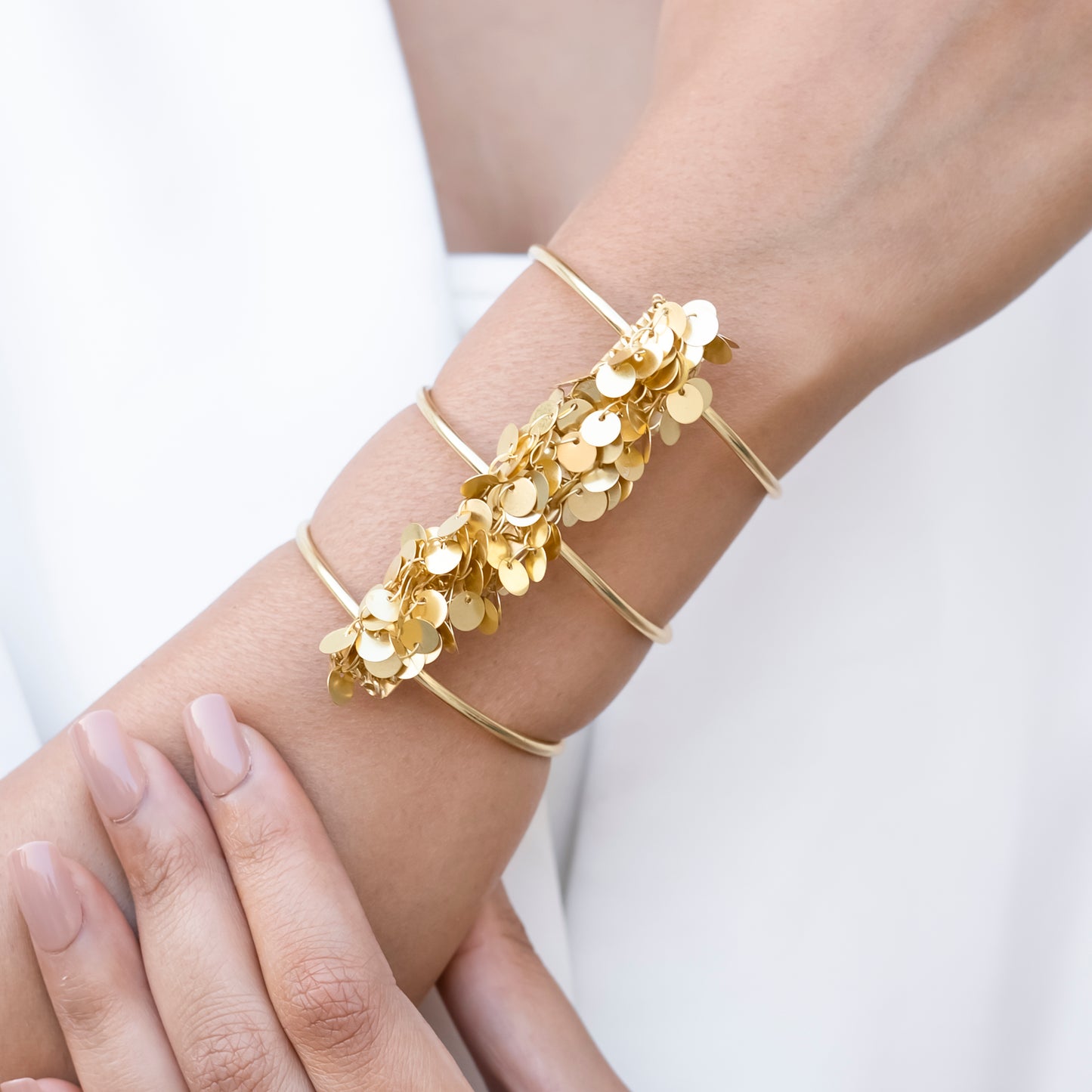 Golden Bloom Brass Cuff