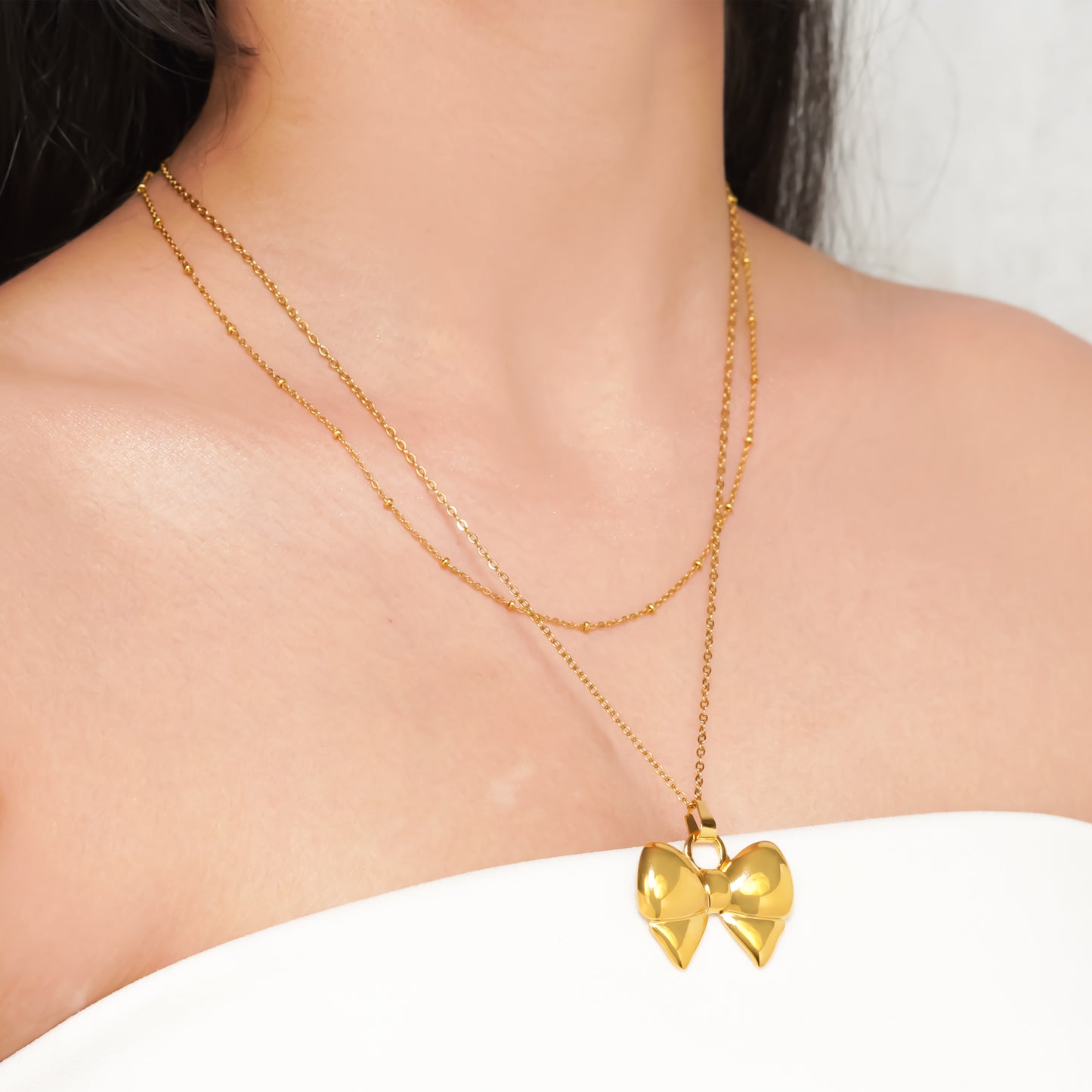 Double Layered Bow NeckChain