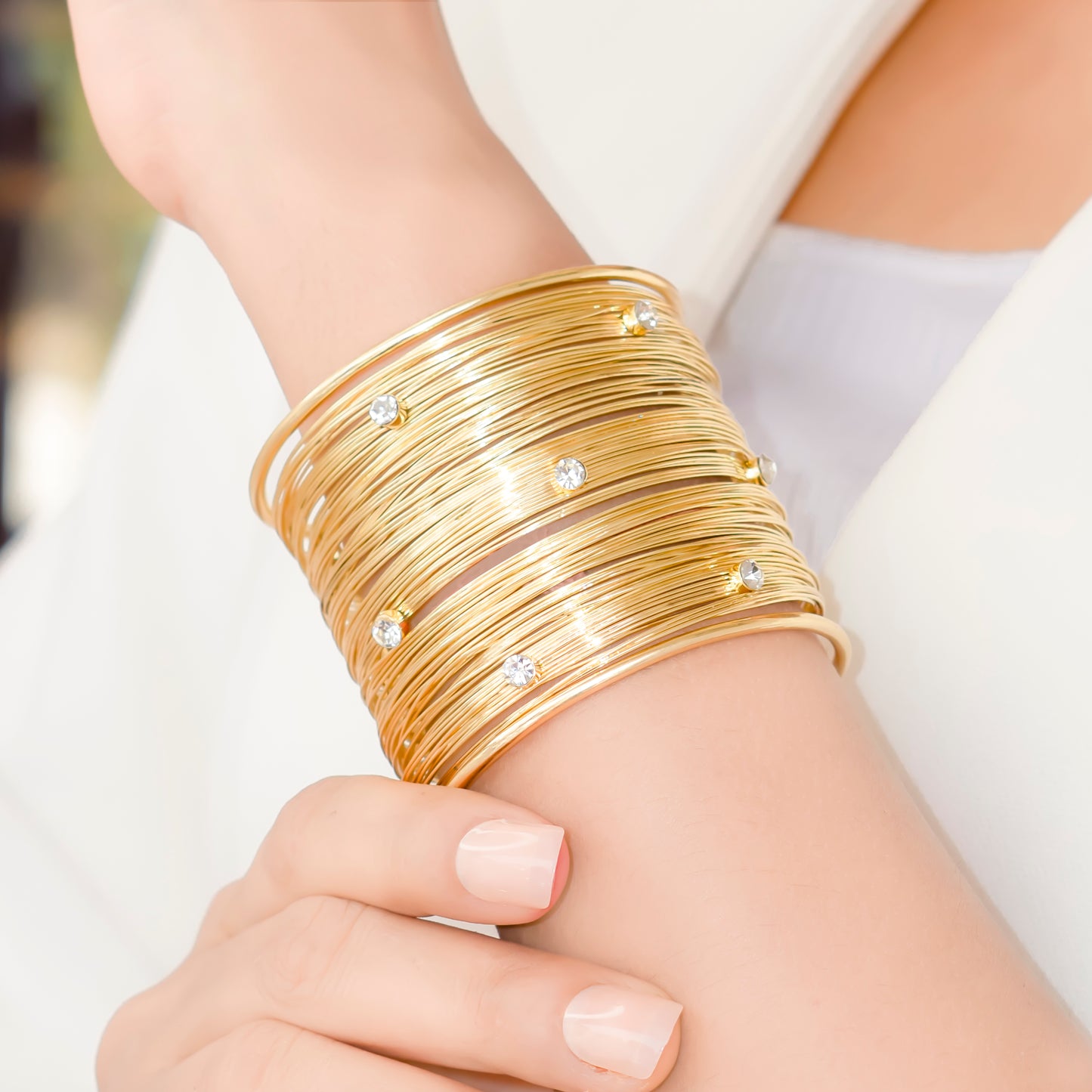 Chunky Gold Wire Studded