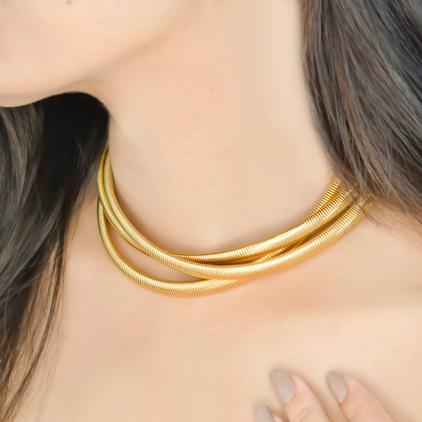 Gold Plated Triple Band Choker