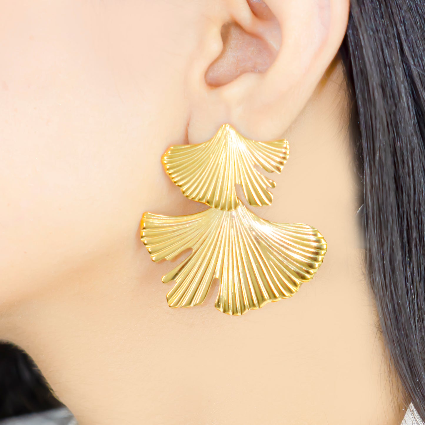 Gold plated vintage leaf earrings