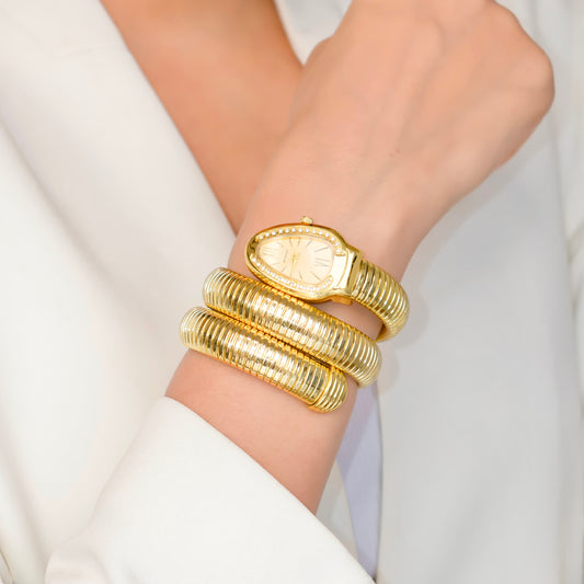 Gold Plated Cobra Watch Bracelet