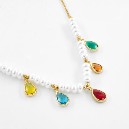 Rainbow Pearl Drop NeckChain