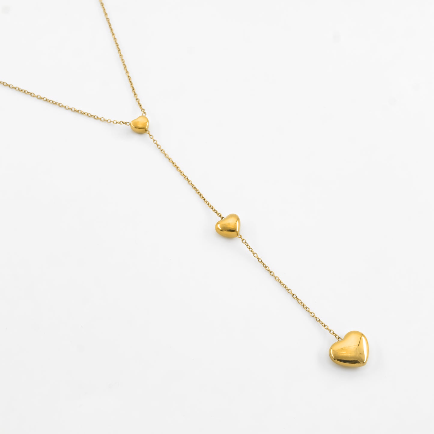 Dainty Triple Heart Lariat Necklace