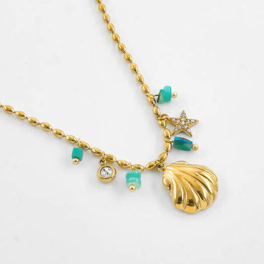 Gold Plated Green Shell NeckChain