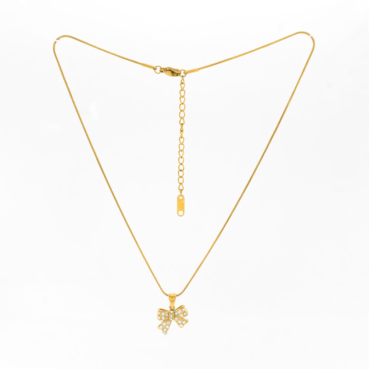Gold Plated Crystal Bow NeckChain