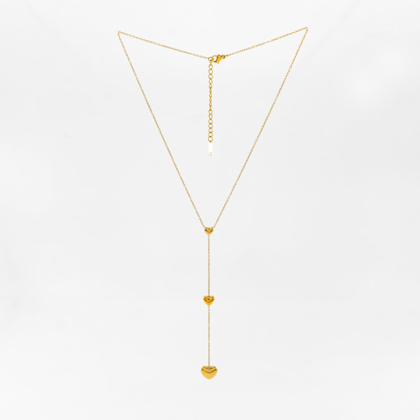 Dainty Triple Heart Lariat Necklace