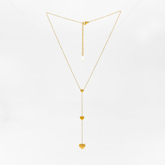 Dainty Triple Heart Lariat Necklace