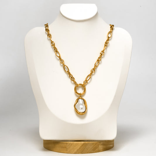 Pearl Charm Gold Plated Necklace