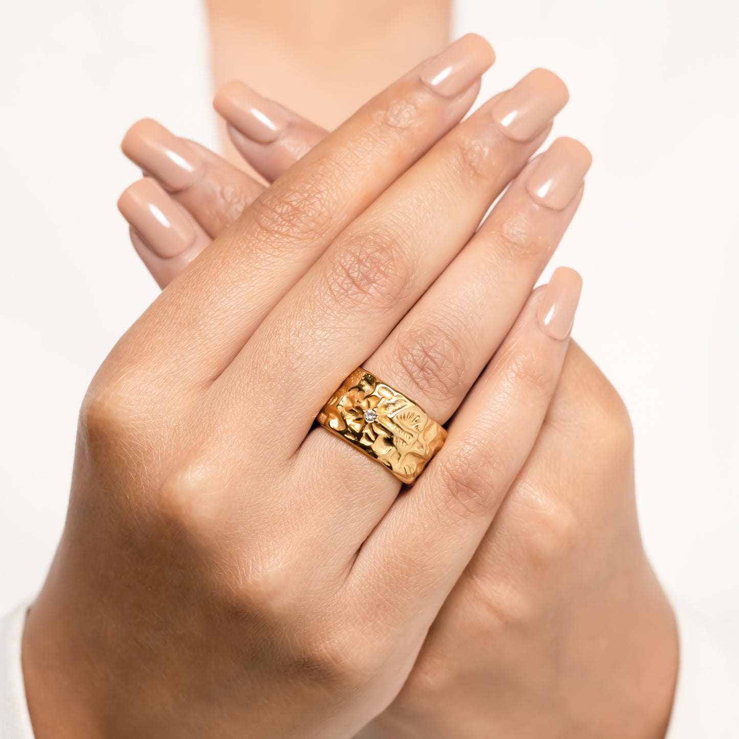 18k Gold Plated Textured Band Ring