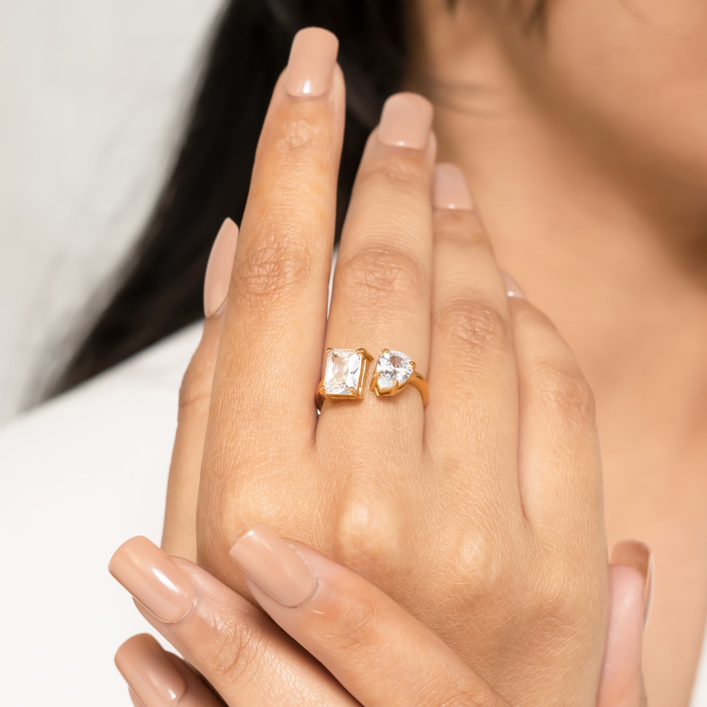 Gold Plated Twin Stone Ring