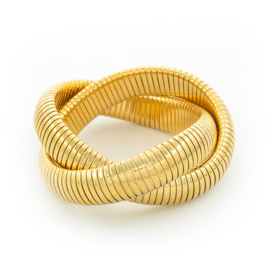 Gold Plated Double Band Chunky Bracelet