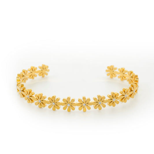 Golden Daisy Flower Bangle