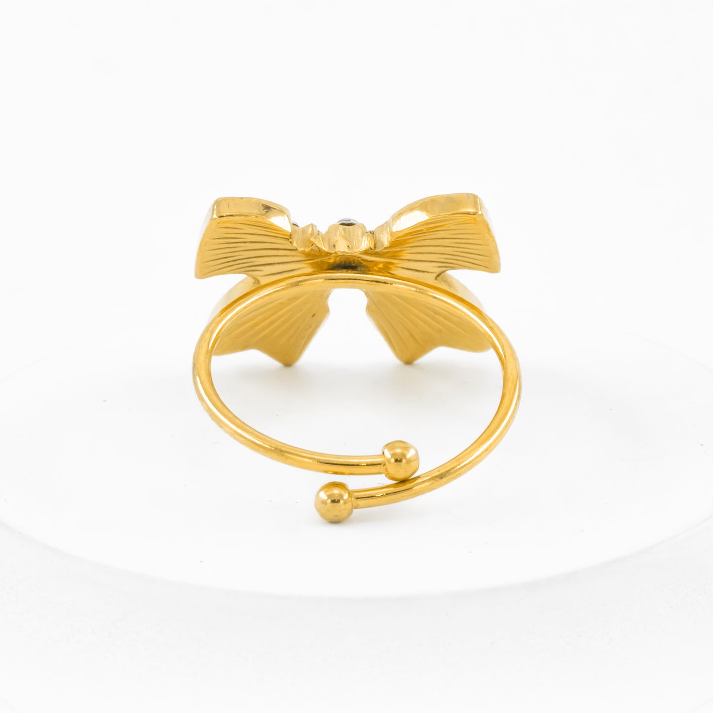 Gold Plated Crystal Bow Ring