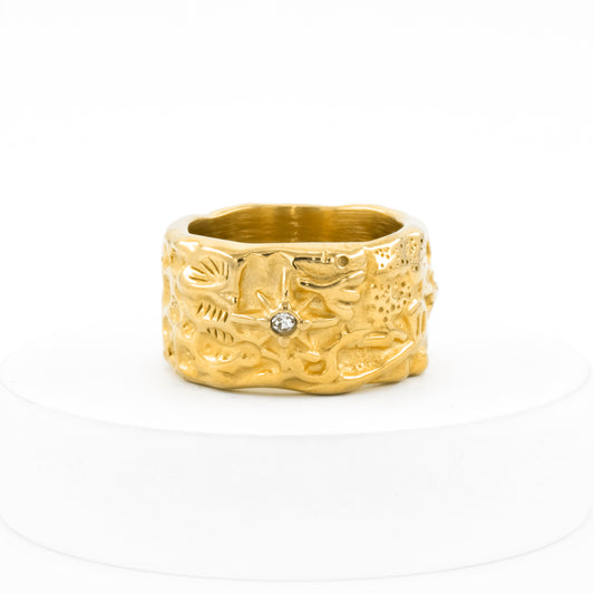 18k Gold Plated Textured Band Ring