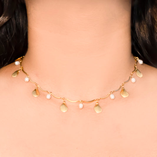 Gold Plated Petal Necklace